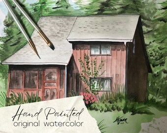 Custom Hand-painted Watercolor House Portrait