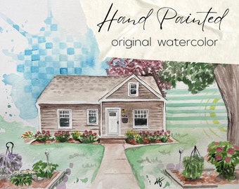 Custom Hand-painted Watercolor House Portrait