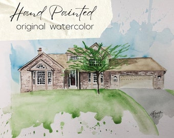 Custom Hand-painted Watercolor House Portrait