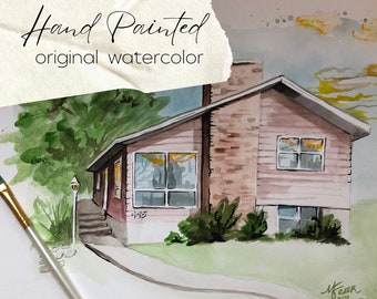Custom Hand-painted Watercolor House Portrait