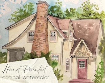 Custom Hand-painted Watercolor House Portrait