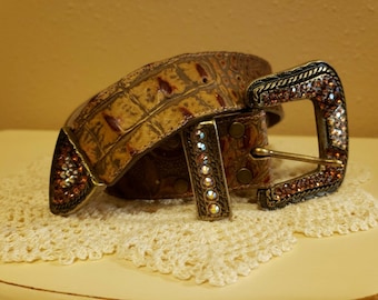 Vintage Leatherock Rhinestone Western Belt, Size M34