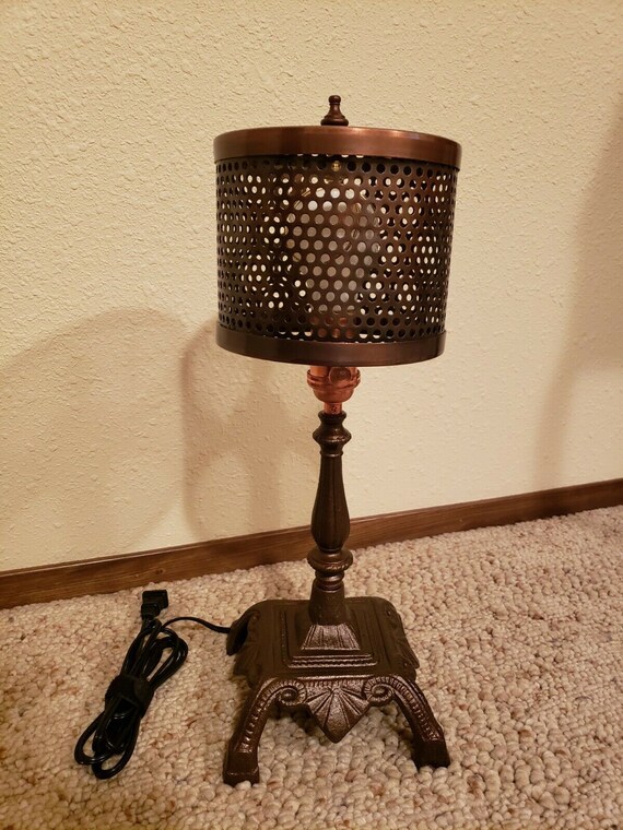 Antique Cast Iron Decorative Accent Table Lamp Base With
