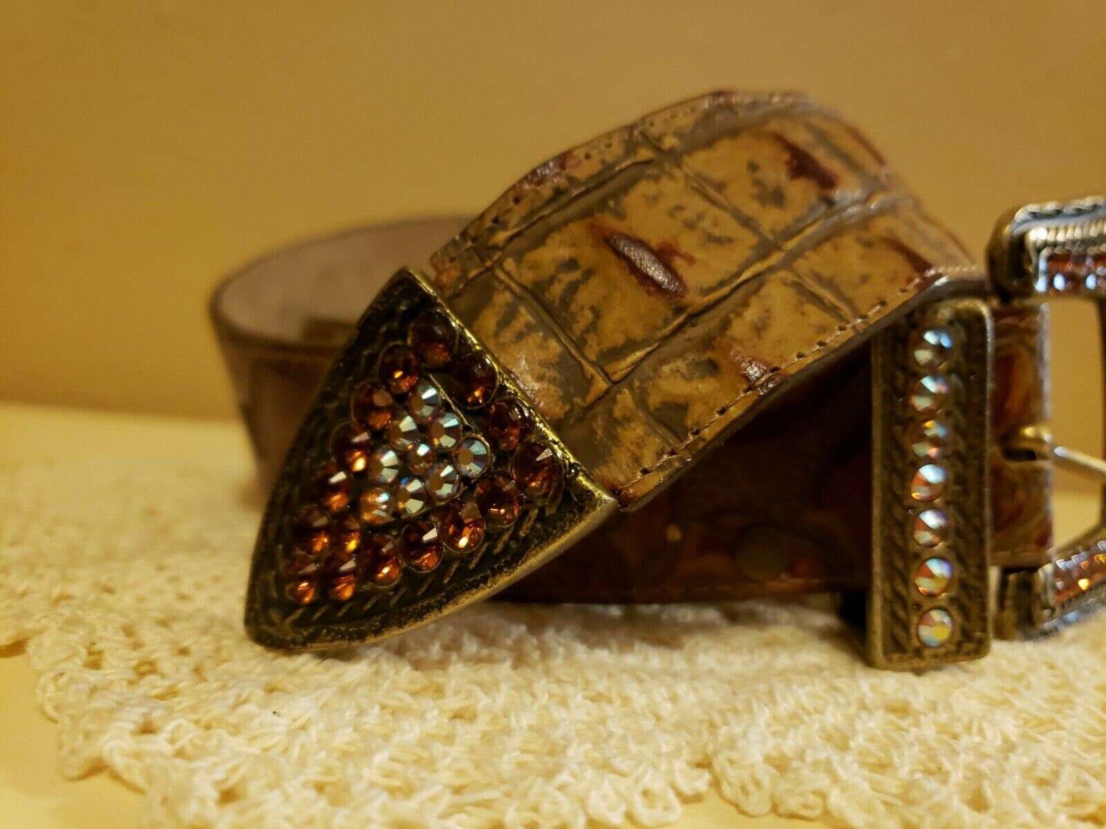 Leatherock Brown Leather Belt Mosaic Western Buckle M34 Nocona Girls Brown 3 Piece Buckle Basic Belt N4439802  main image 4