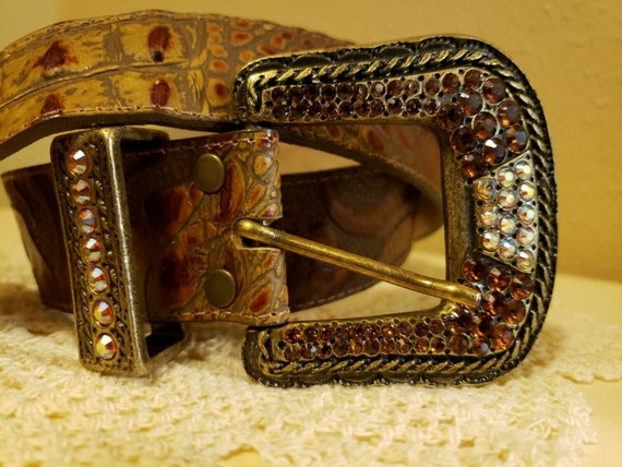 Vintage Leatherock Rhinestone Western Belt, Size M34 - Etsy