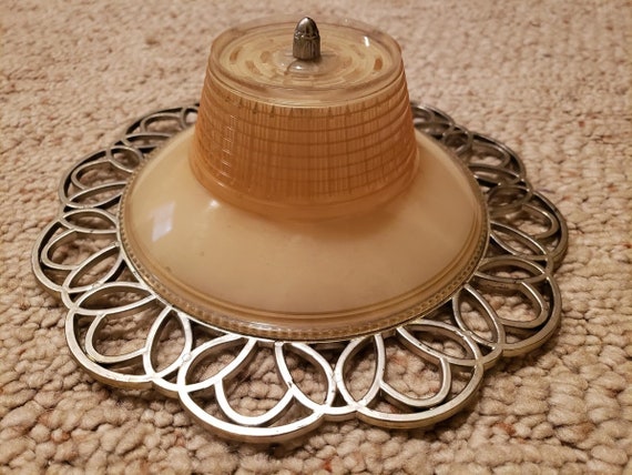 Vintage Plastic Yellow colored Clip on Lamp Shade With Decorative Scrolled Edge Etsy