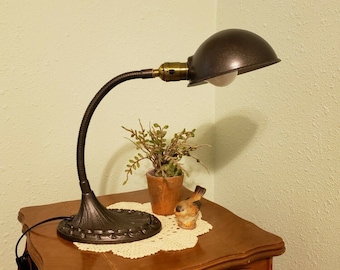 1930's Vintage Aladdin No. 50 Gooseneck Desk or Table Lamp with Antique Brass Lamp Socket