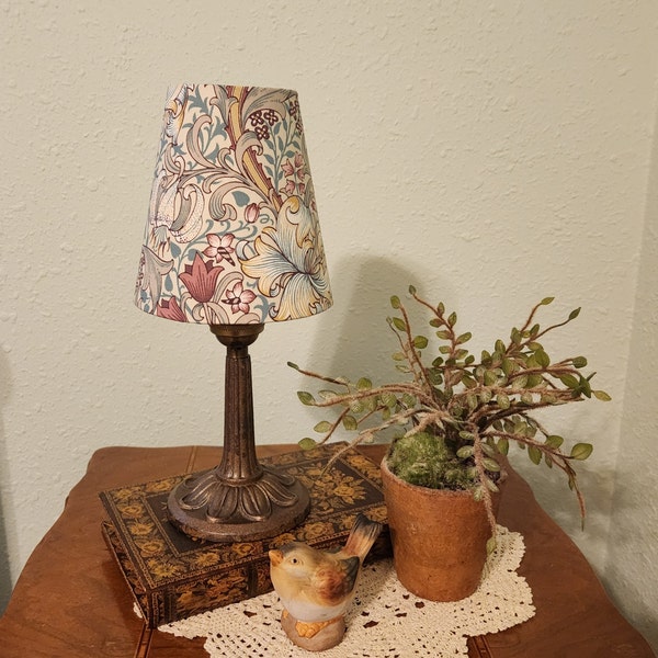 Vintage Cast Iron AW Reiser Lamp Base with Clip-On Lamp Shade