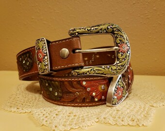Vintage Unique Brown Leather Safari Animal Belt, Sz.m - Etsy display picture 1