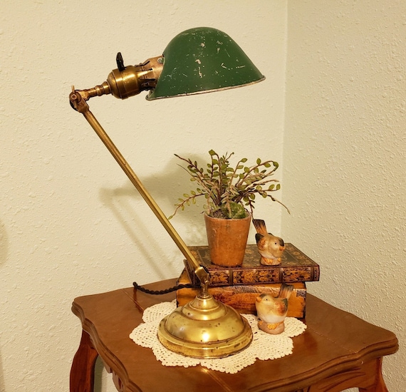 Vintage desk on sale lamp brass