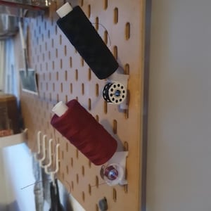 Thread Spool & Class 15 Bobbin Holder for IKEA SKADIS Pegboard | Sewing Organizer | Quilting, Embroidery, Craft Room Storage