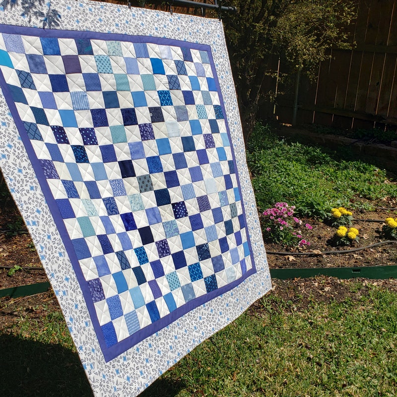 Blue and White Quilt - Etsy