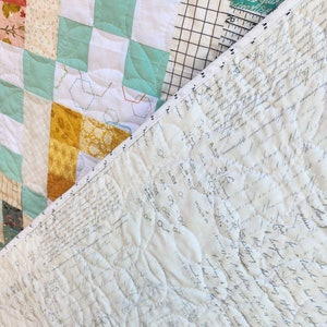 Handmade Aqua Chain Twin Quilt in Country Prints With Decorative ...