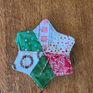 Christmas Coaster Set: Handmade Quilted Star Coasters - Set of 4