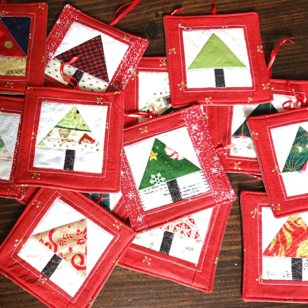 Ornament Set of 3 Quilted Tree Ornaments Handmade in Holiday Etsy