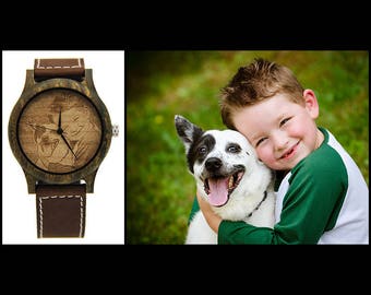 Photo watch, Picture watch, Engraved watch, Wooden Watch, Wooden Watch Engraved, Personalized Watch, Custom Watch, Customized Watch