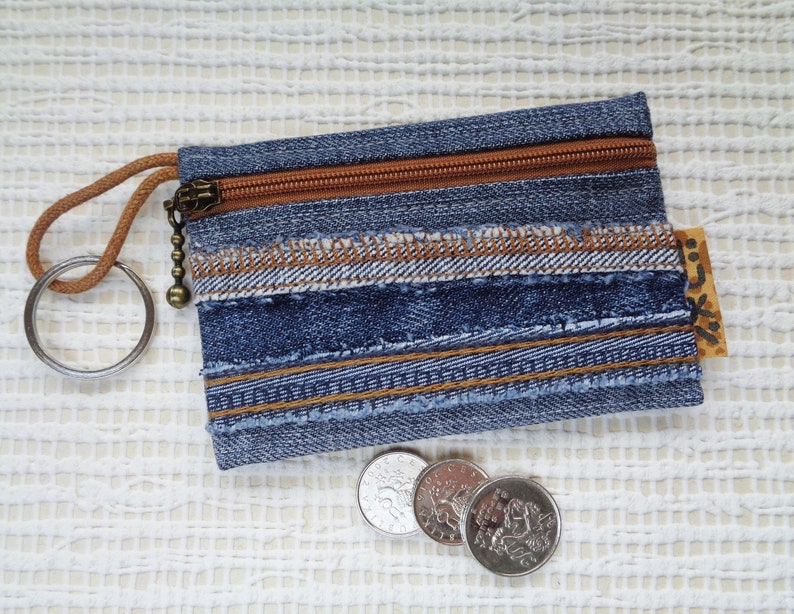 Coin Purse Key Chain Ring Card Wallet Small Zipped Pouch Etsy