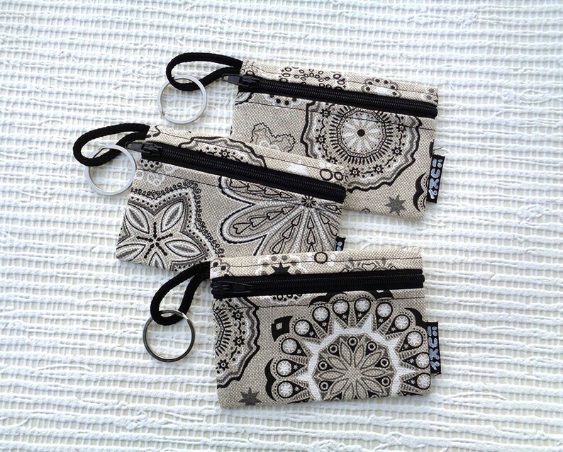 Key Wallet Key Ring Coin Purse Card Wallet Small Zippered Etsy