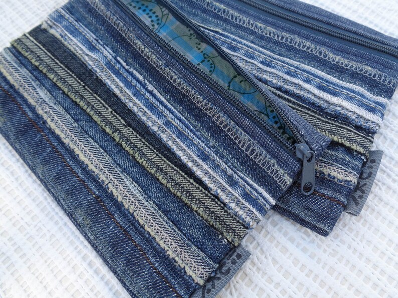 Make up Bag Cosmetic Case Denim Pouch Zipper Wallet Etsy