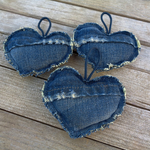 Small love gift love heart key ring, handbag charm, dark denim keychain, grungy, sustainable, zero waste, eco, vegan gift, distressed