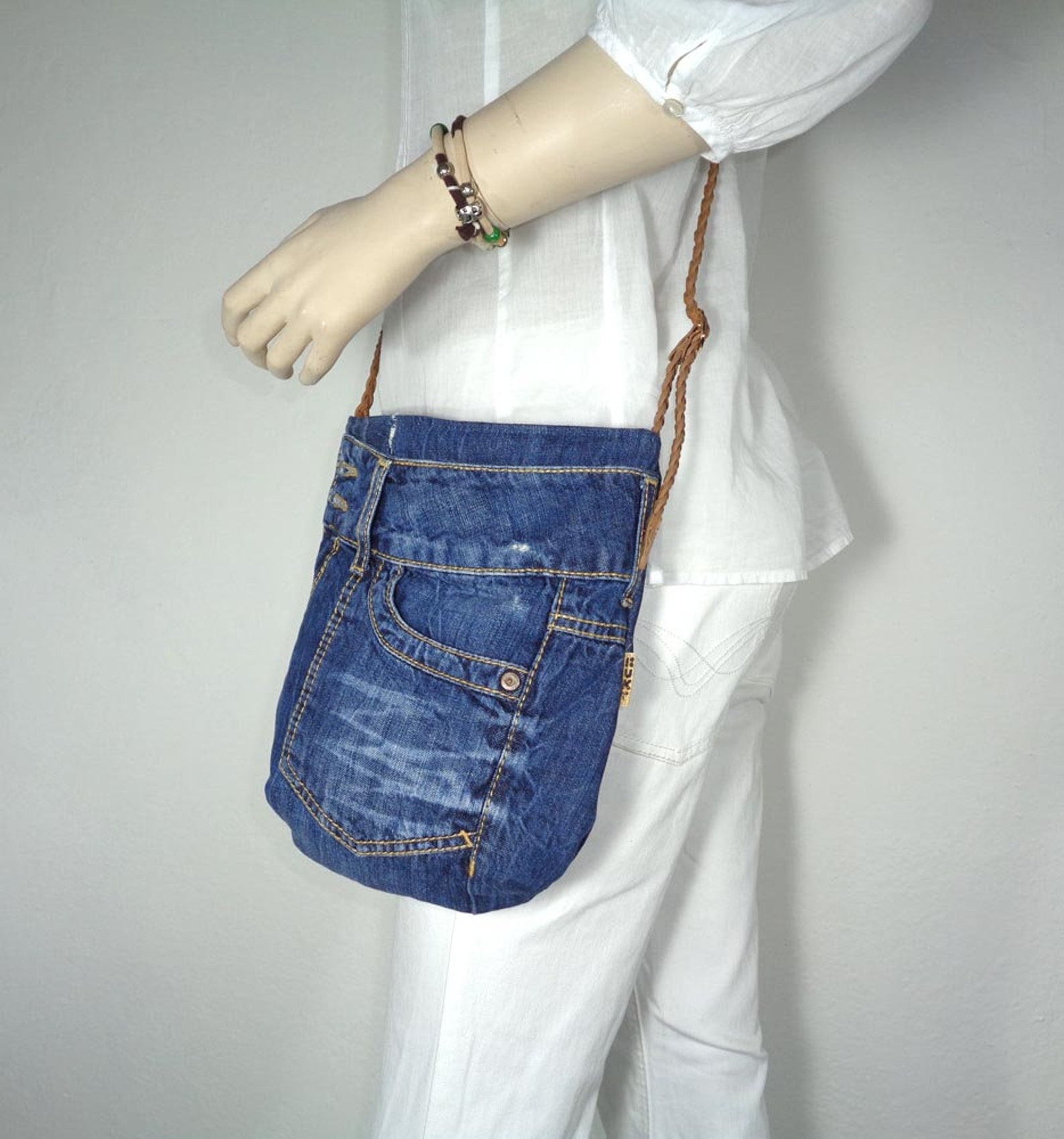 Denim Cross-body Bag Mini Shoulder Bag Small Messenger Bag - Etsy