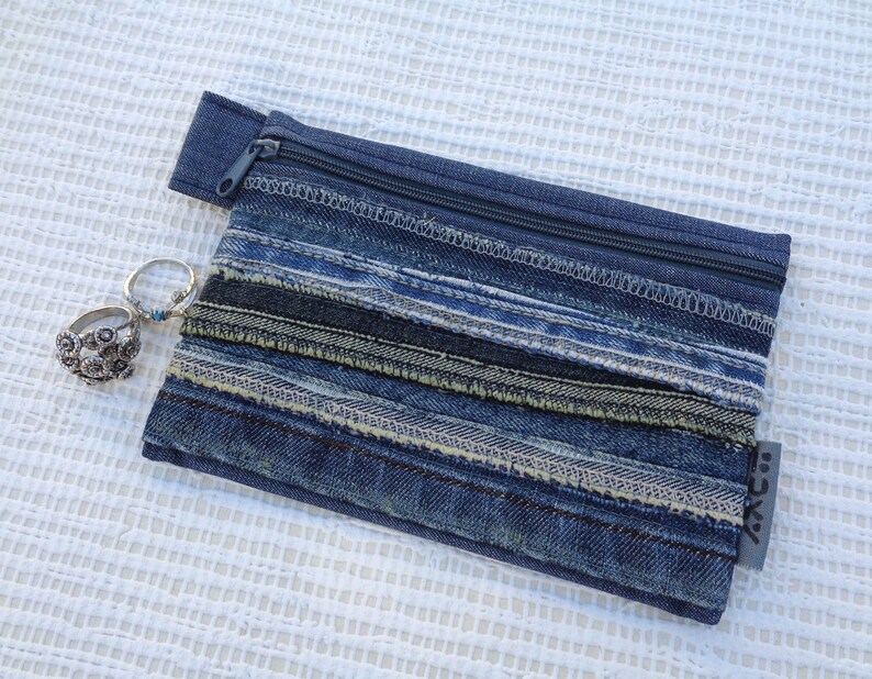 Make up Bag Cosmetic Case Denim Pouch Zipper Wallet Etsy