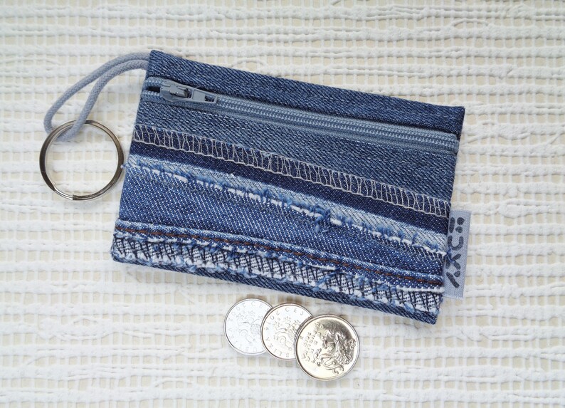 Coin Purse Key Chain Ring Card Wallet Small Zipped Pouch Etsy