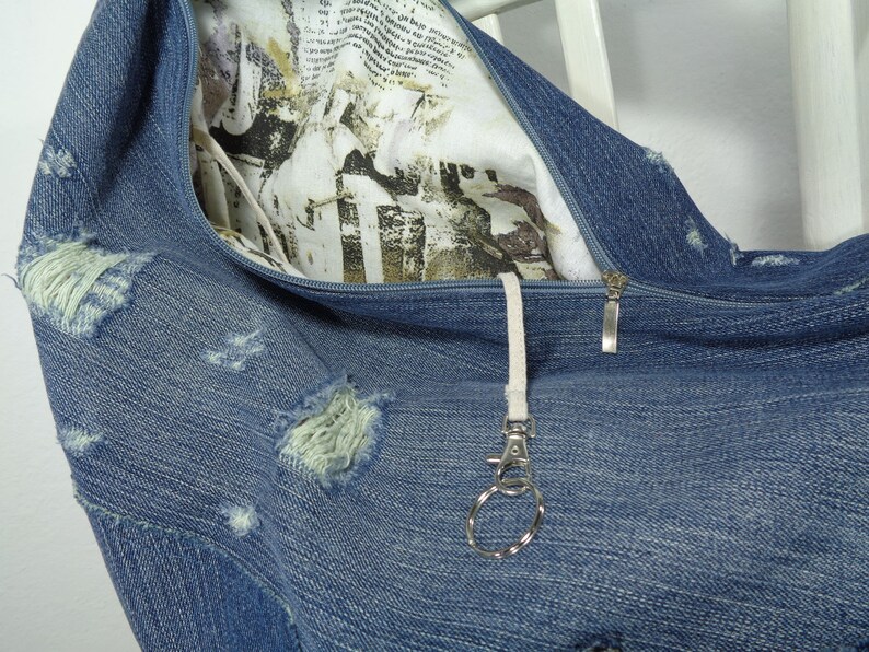 crazy shopper bag Denim tote bag ecofriendly large slouch shoulder bag oversized huge handbag