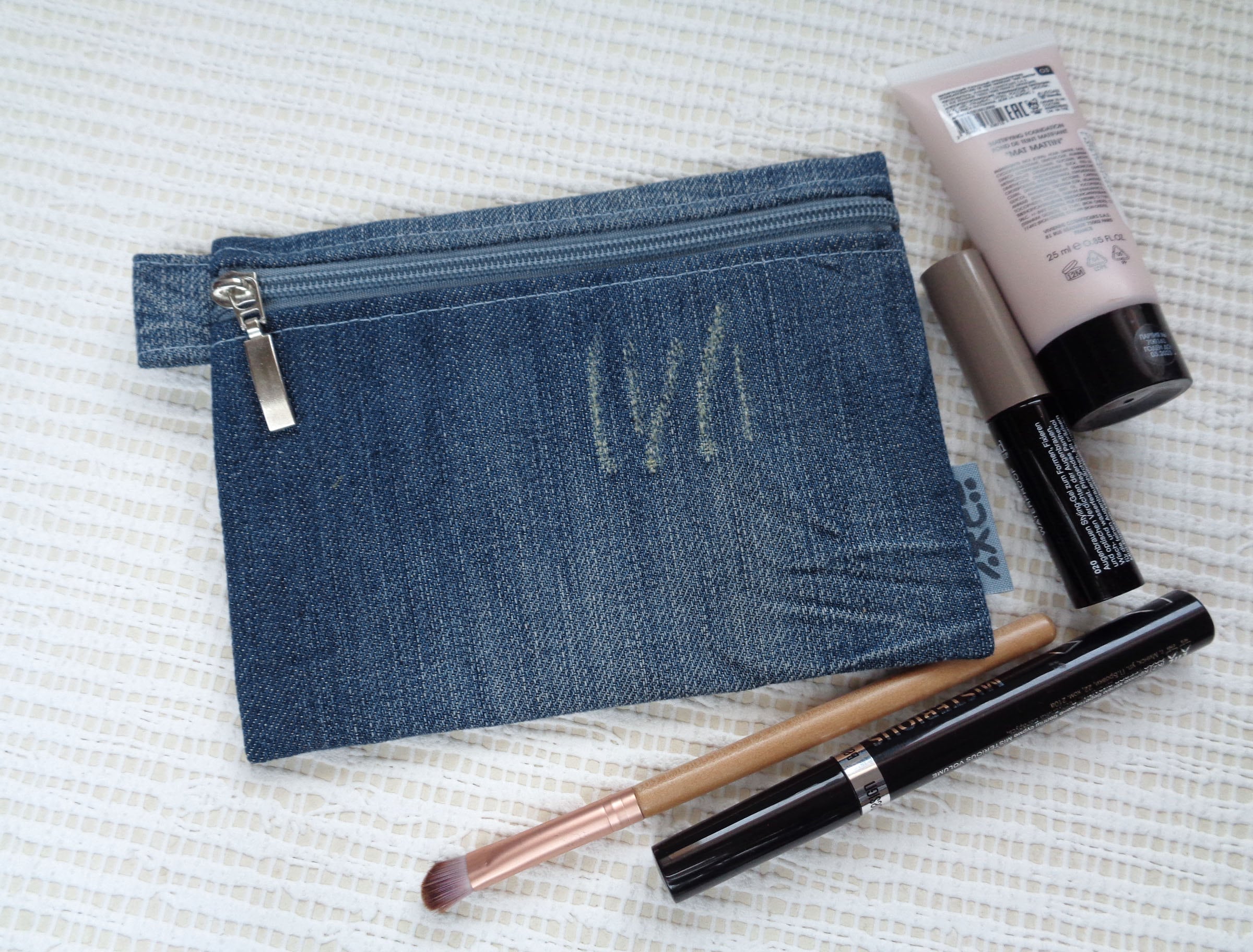 Denim makeup bag cosmetic bag zipper case denim zipped Etsy