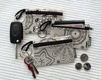 Schlüsseltasche, Schlüsselanhänger, Geldbörse, Kartenportemonnaie, kleine Reißverschlusstasche, Schlüsseltasche, re-cycled denim, vegan, eco