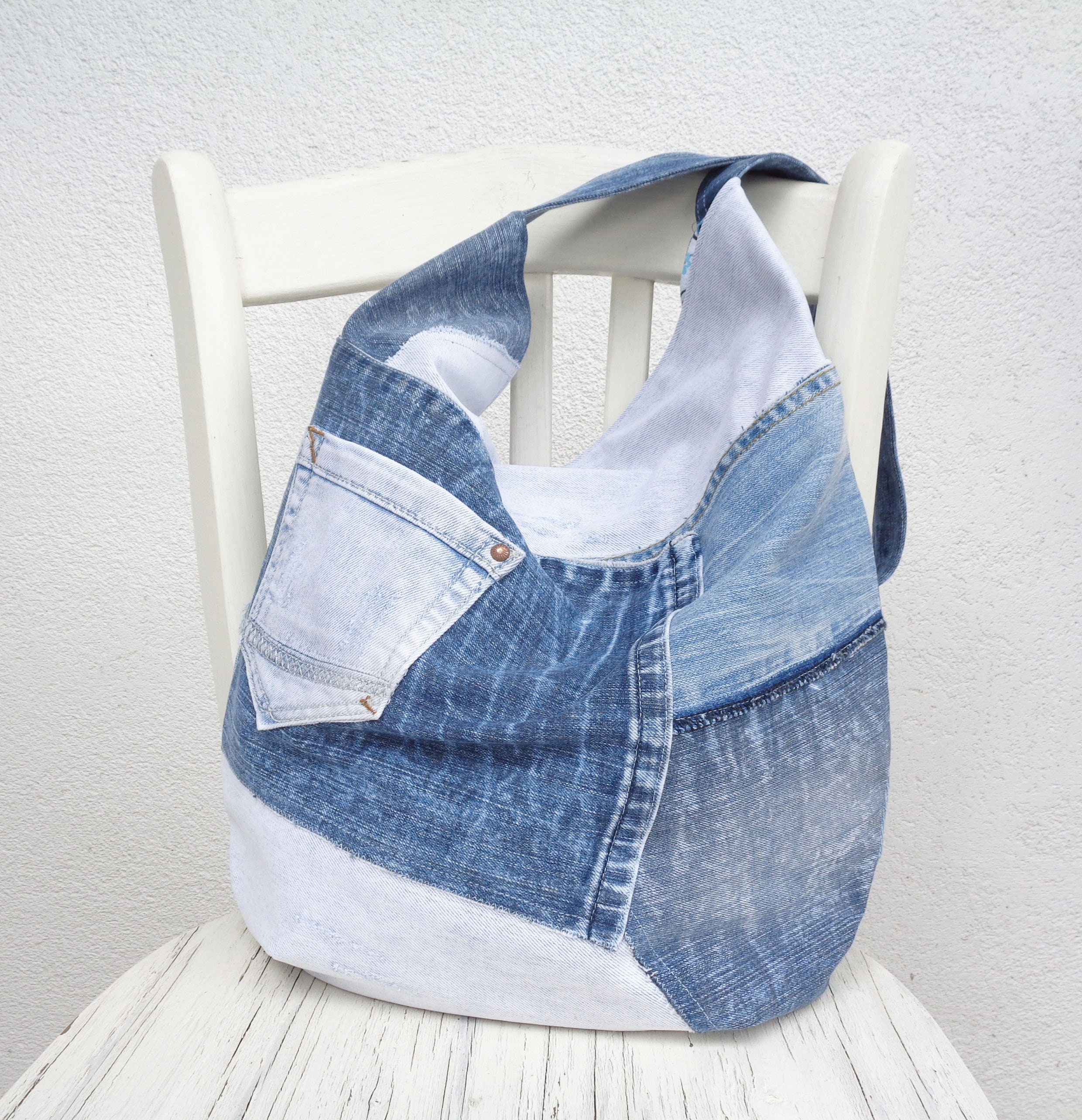 Slouchy Ripped Denim Bag Soft Shoulder Bag Summer Purse - Etsy
