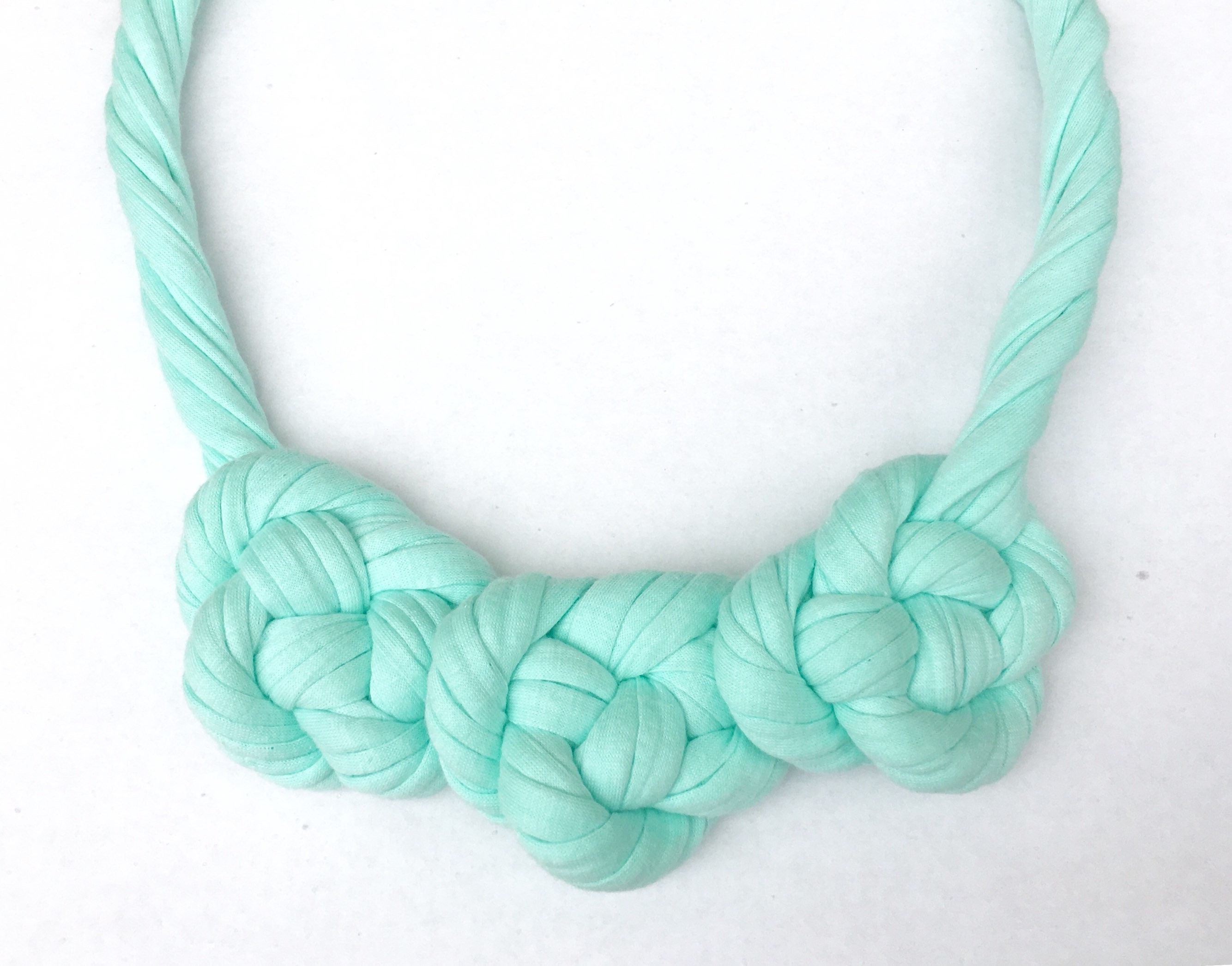 Mint Twisted Knots Necklace Statement Necklace Tshirt Yarn Etsy