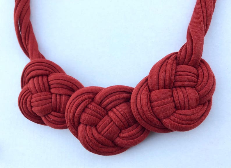 Rust Knotted Necklace Statement Necklace Gift for Her Etsy