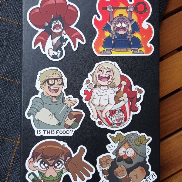 Dungeon Meshi, Laios, Falin chimera, Marcille, Chilchuck, Senshi, Izutsumi, Anime Stickers