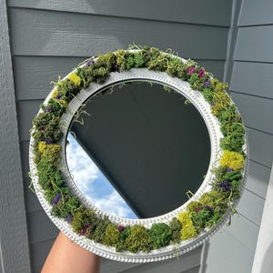 White Moss Mirror with Pops of Color