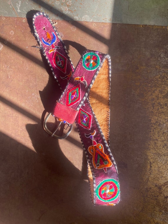 EMBROIDERED Handmade Leather Bohemian Belt