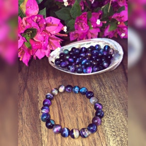 Stretchy Tiger Eye Bracelet - Rainbow Galaxy Tiger Eye Beaded Bracelet - Gemstone Bracelet - Unique Metaphysical Gift