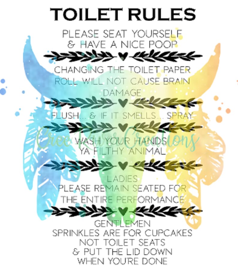 Toilet Rules INSTANT DOWNLOAD Svg Png Jpeg Etsy