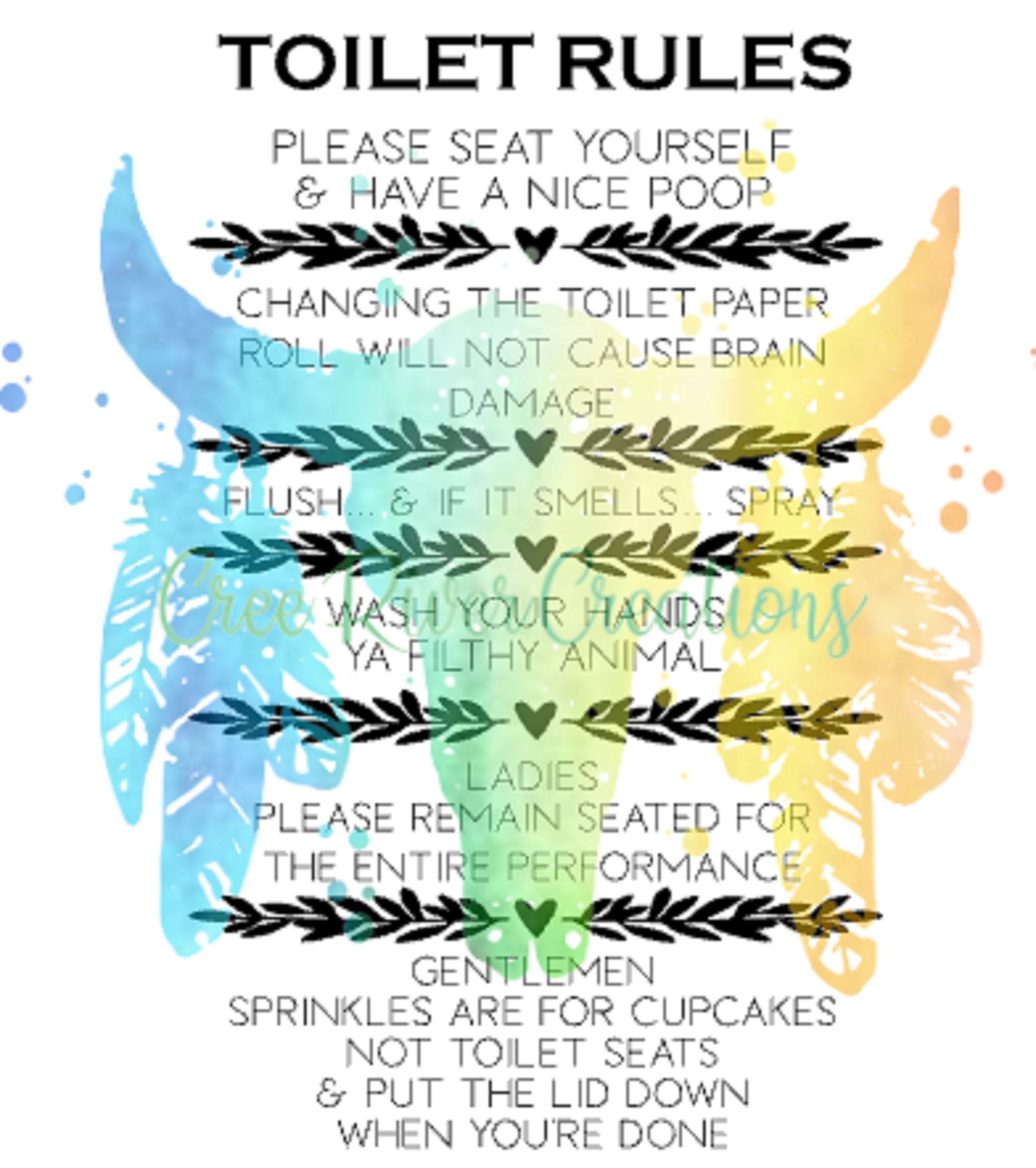 Toilet Rules INSTANT DOWNLOAD Svg Png Jpeg - Etsy