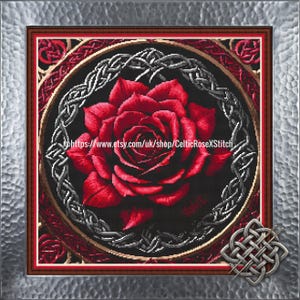 Keltisk rosknut korsstygnsmönster - Gotisk design (PDF-mönster) Blomma Blommig Skandinavisk Brittisk