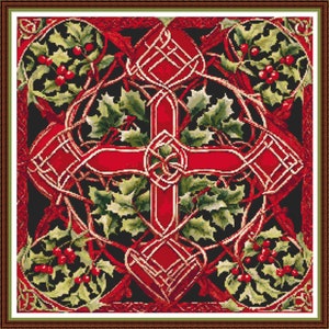 Celtic Knot Christmas - PDF digital cross stitch pattern DMC Key 39 colours 18&quot;x18&quot; on 14ct - Pattern Keeper or print at home Scandinavian