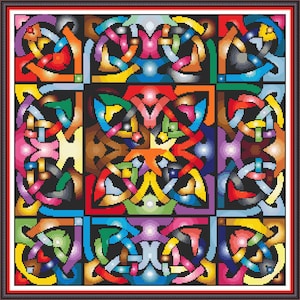 Celtic Knots - PDF digital cross stitch pattern DMC Key 99 colours 18&quot;x18&quot; on 14ct whole cross only Pattern Keeper compat. or print at home