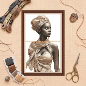 African Queen 2 Cross Stitch Pattern – Black Woman Portrait (PDF Pattern) DMC floss key