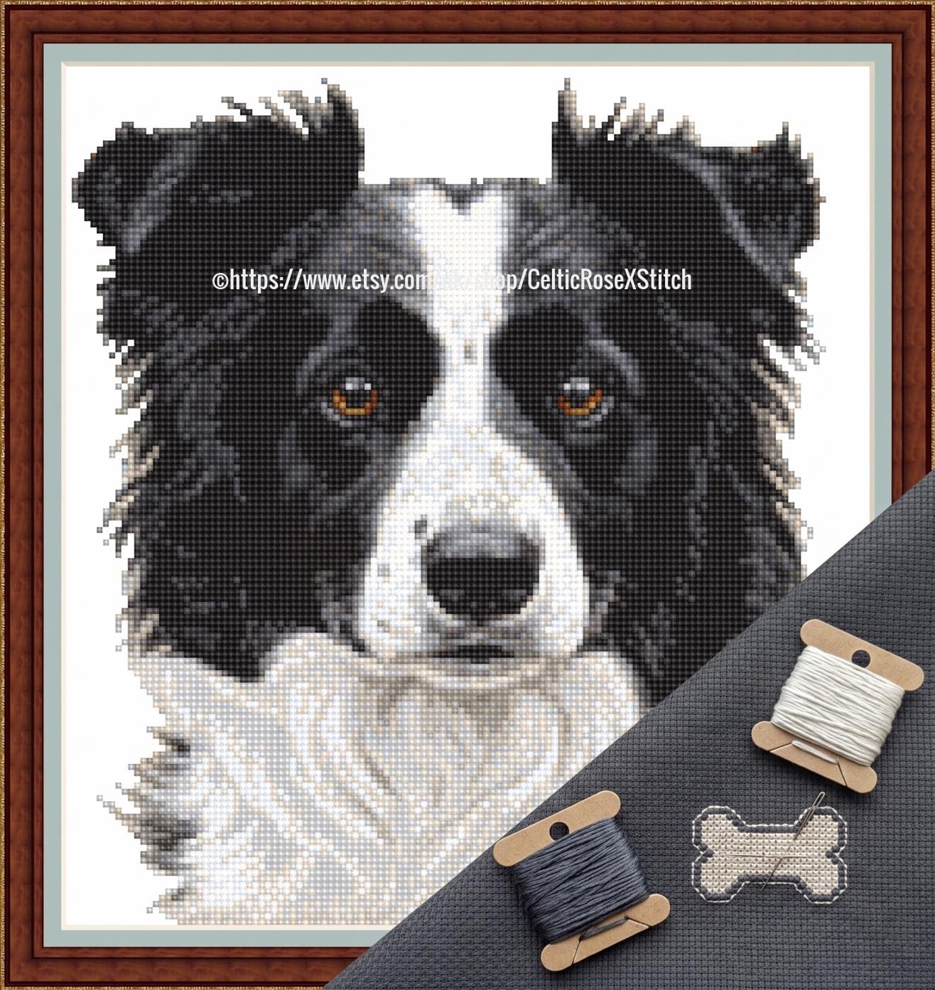Border collie cross stitch digital pattern - Etsy 日本
