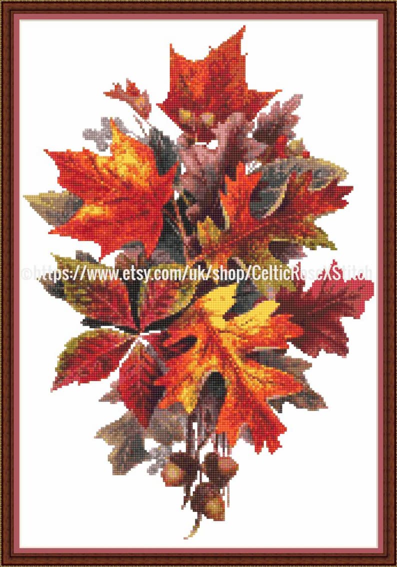 Autumn Leaves Cross Stitch Pattern – Floral Fall Season Embroidery (PDF ...
