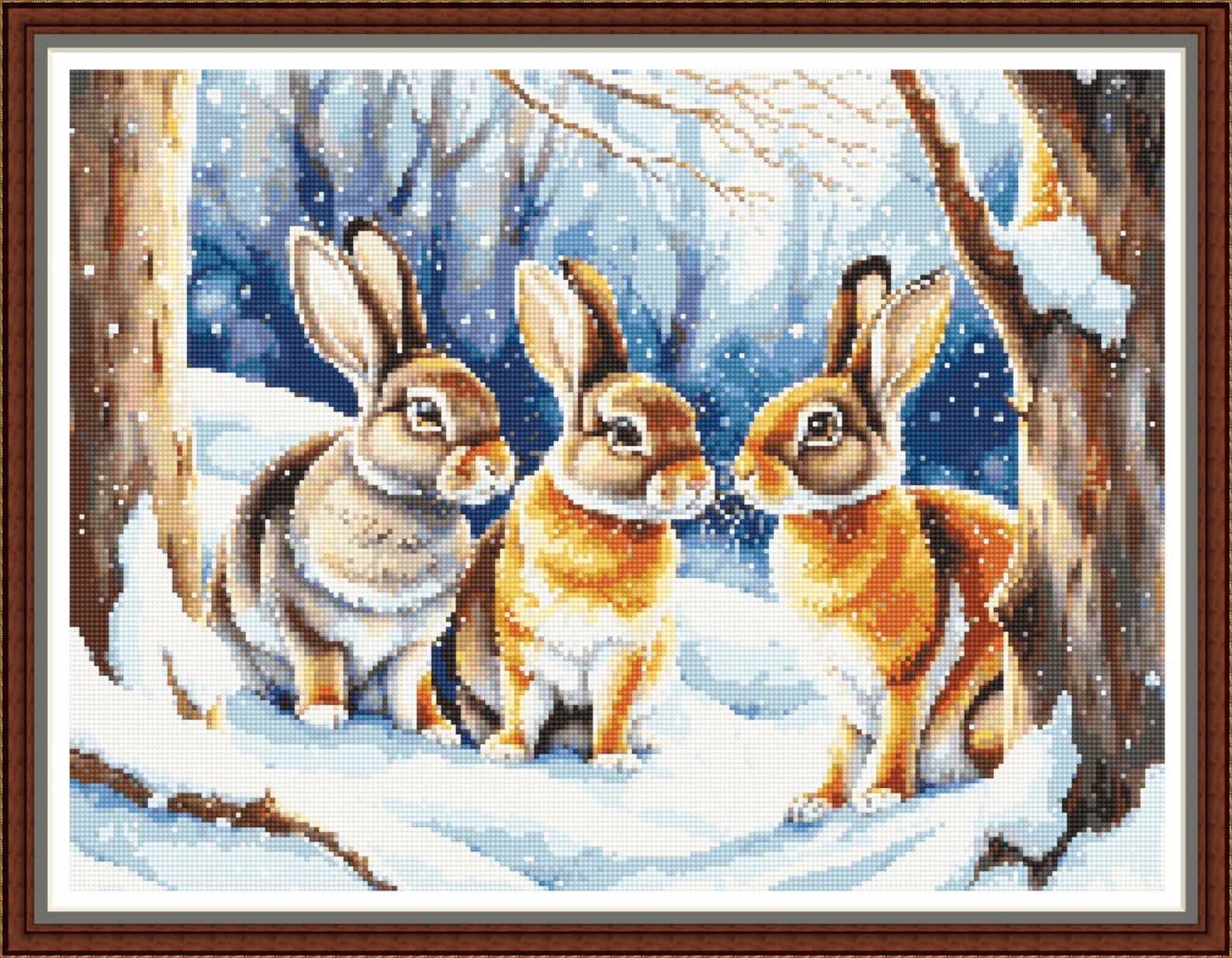 Snow Sprinkle Bunnies PDF Digital Cross Stitch Pattern DMC Key 50 ...