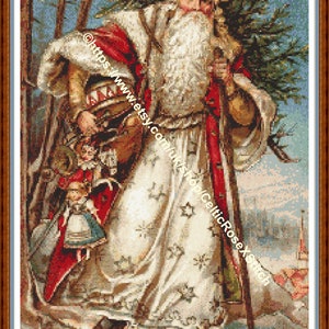 Victorian Santa 1 - PDF digital download Cross Stitch PATTERN 14 1/2"x22 34" on 14ct aida-DMC key-84 Colours-Pattern Keeper/print at home