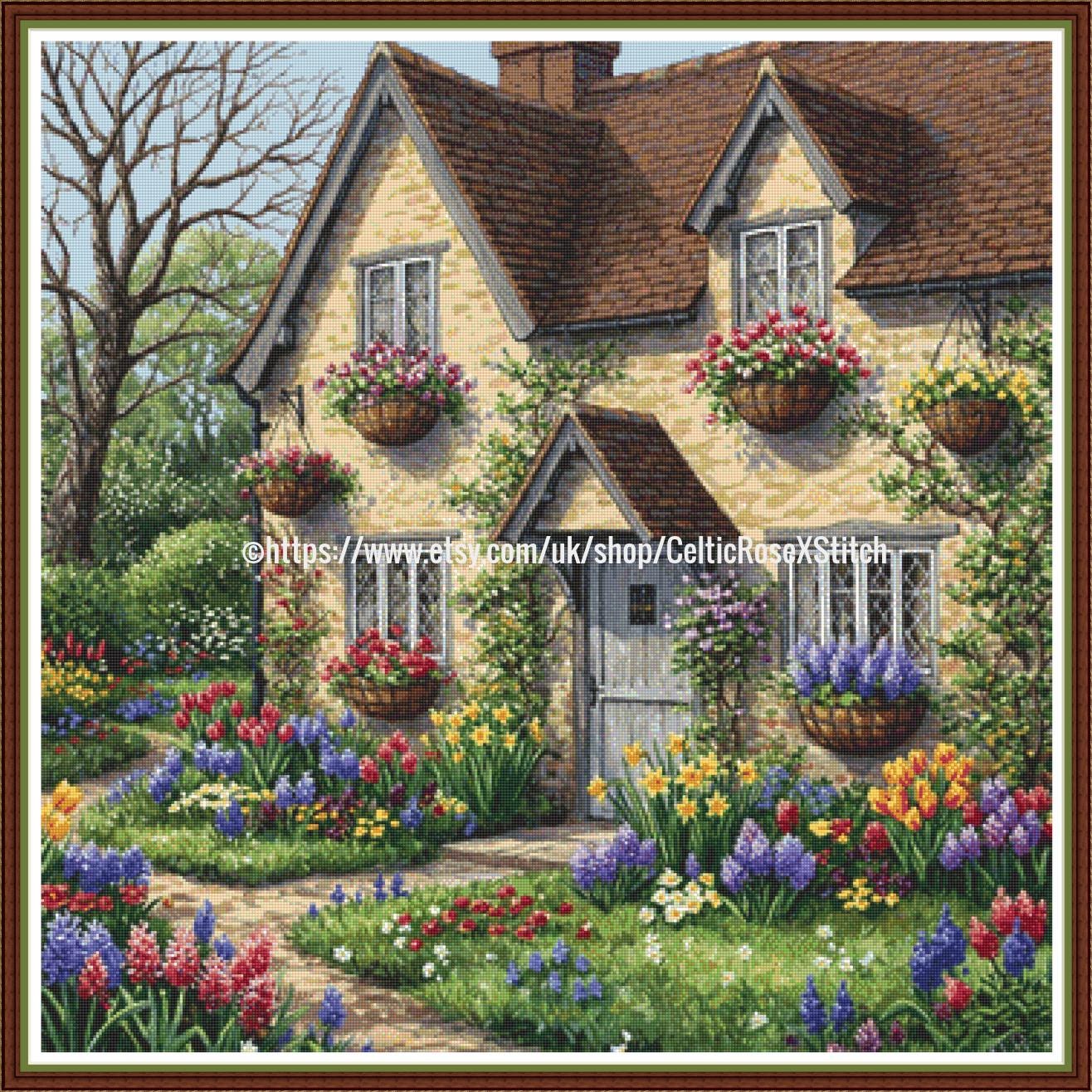 Cozy Cottage Garden Flowers Cross Stitch Pattern - Detailed PDF 99 DMC ...