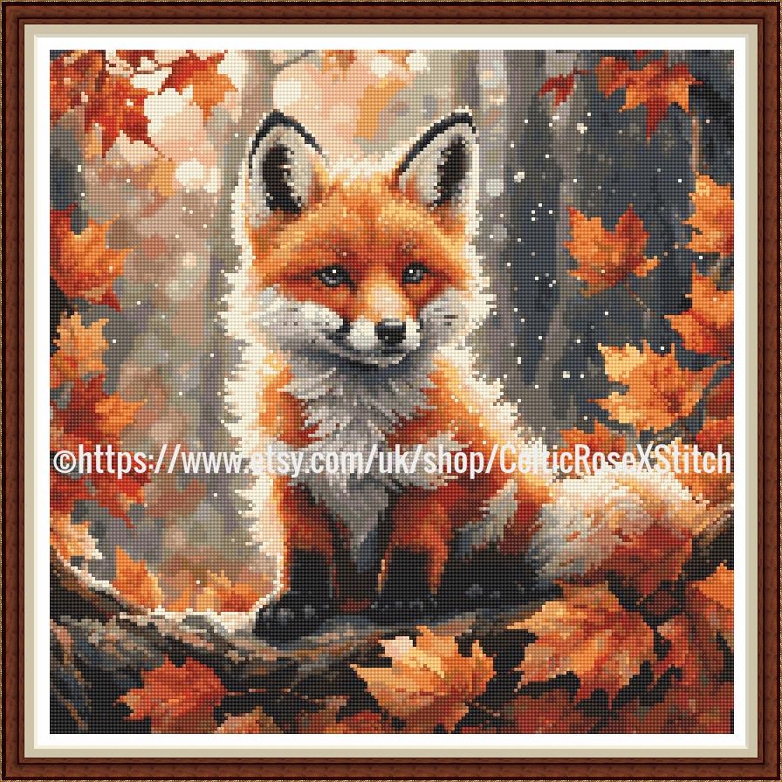 Woodland Fox Cub PDF Digital Cross Stitch Embroidery Pattern 59 DMC ...