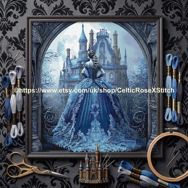 Gothic Fairytale - PDF cross stitch Victorian fantasy pattern DMC floss 49 colors 55 cms